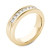 Thumbnail Image 1 of Men's 1/5 CT. T.W. Diamond Groove Wedding Band in 14K Gold