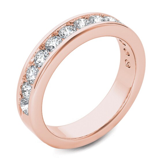 Men's 1/5 CT. T.W. Diamond Groove Wedding Band in 14K Rose Gold Men's 1/5 CT. T.W. Diamond Groove Wedding Band in 14K Rose Gold