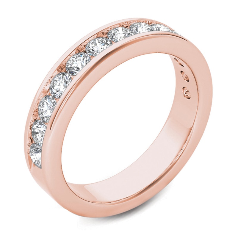 Men's 1/5 CT. T.W. Diamond Groove Wedding Band in 14K Rose Gold