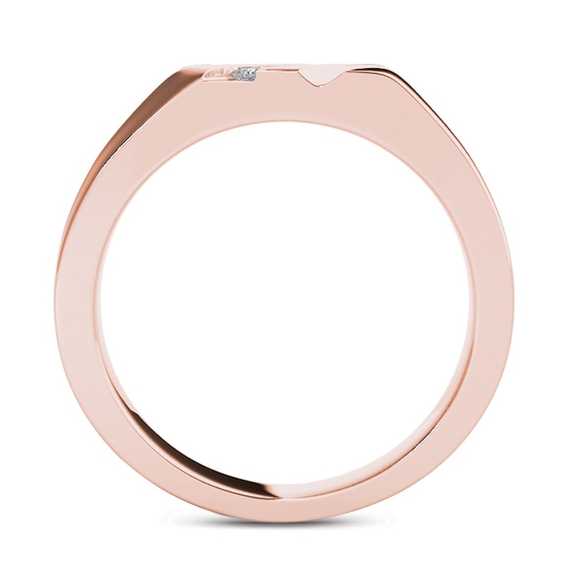 Men's 1/8 CT. T.W. Square-Cut Diamond Three Stone Slant Wedding Band in 14K Rose Gold