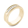 Thumbnail Image 2 of 1/3 CT. T.W. Diamond Channel Milgrain Wedding Band in 14K Gold