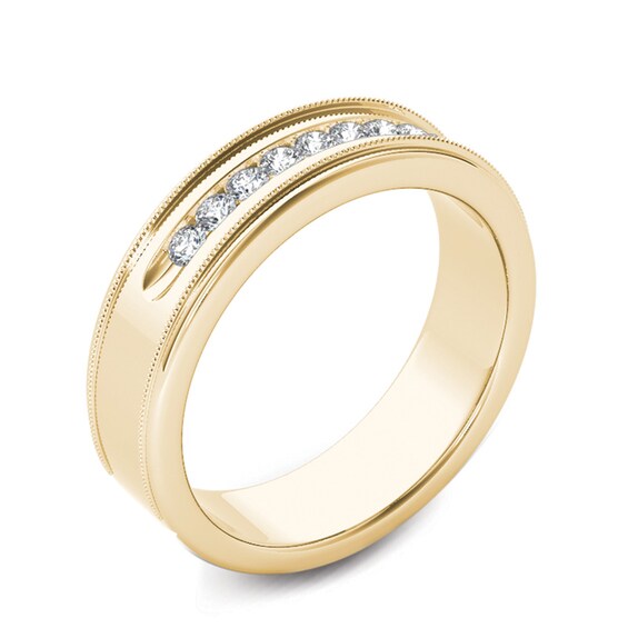 1/3 CT. T.w. Diamond Channel Milgrain Wedding Band in 14K Gold