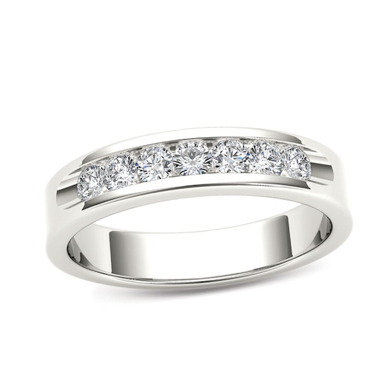 1/2 CT. T.w. Diamond Seven Stone Wedding Band in 14K White Gold