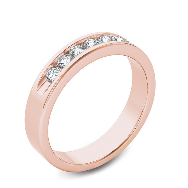 Main Image 2 of 1/2 CT. T.W. Diamond Seven Stone Wedding Band in 14K Rose Gold