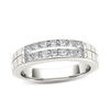 Thumbnail Image 1 of 3/4 CT. T.W. Diamond Two Row Etched Wedding Band in 14K White Gold