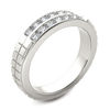 Thumbnail Image 2 of 3/4 CT. T.W. Diamond Two Row Etched Wedding Band in 14K White Gold