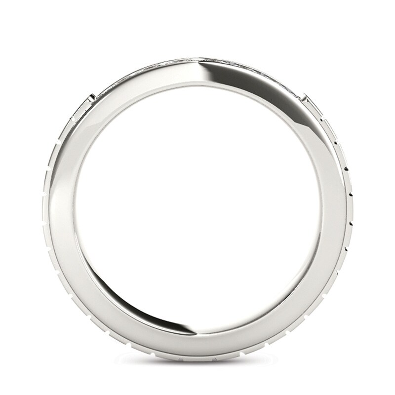 Main Image 3 of 3/4 CT. T.W. Diamond Two Row Etched Wedding Band in 14K White Gold