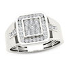 Thumbnail Image 0 of Men's 1/2 CT. T.W. Composite Diamond Square Frame Signet Ring in 14K White Gold