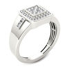 Thumbnail Image 1 of Men's 1/2 CT. T.W. Composite Diamond Square Frame Signet Ring in 14K White Gold