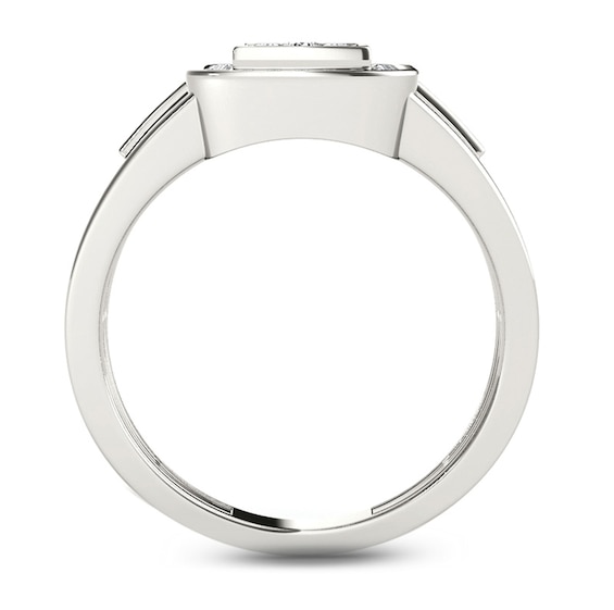 1/2 CT. T.w. Composite Diamond Square Frame Signet Ring in 14K White Gold
