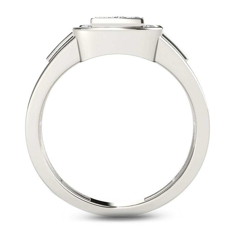 Main Image 3 of Men's 1/2 CT. T.W. Composite Diamond Square Frame Signet Ring in 14K White Gold
