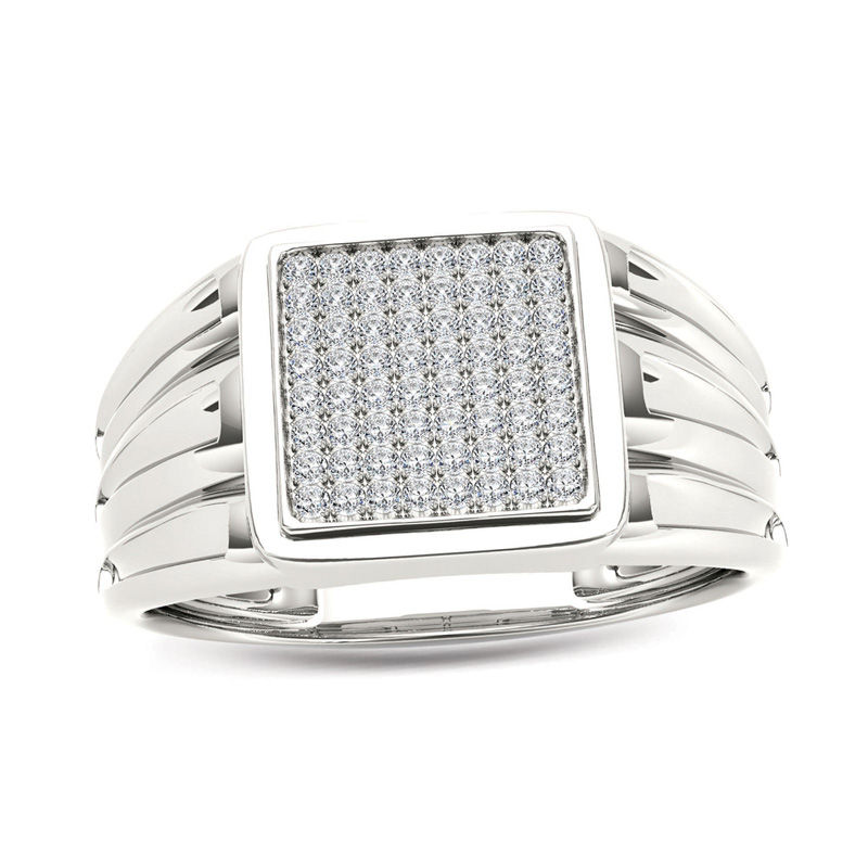 Men's 1/5 CT. T.W. Composite Diamond Square Signet Ring in 14K