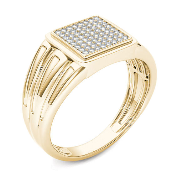 Men's 1/5 CT. T.W. Composite Diamond Square Signet Ring in 14K Gold Men's 1/5 CT. T.W. Composite Diamond Square Signet Ring in 14K Gold