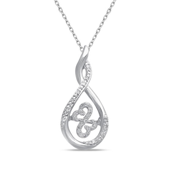 Open Hearts by Jane Seymourâ¢ 1/10 CT. T.w. Diamond Flame Pendant in Sterling Silver