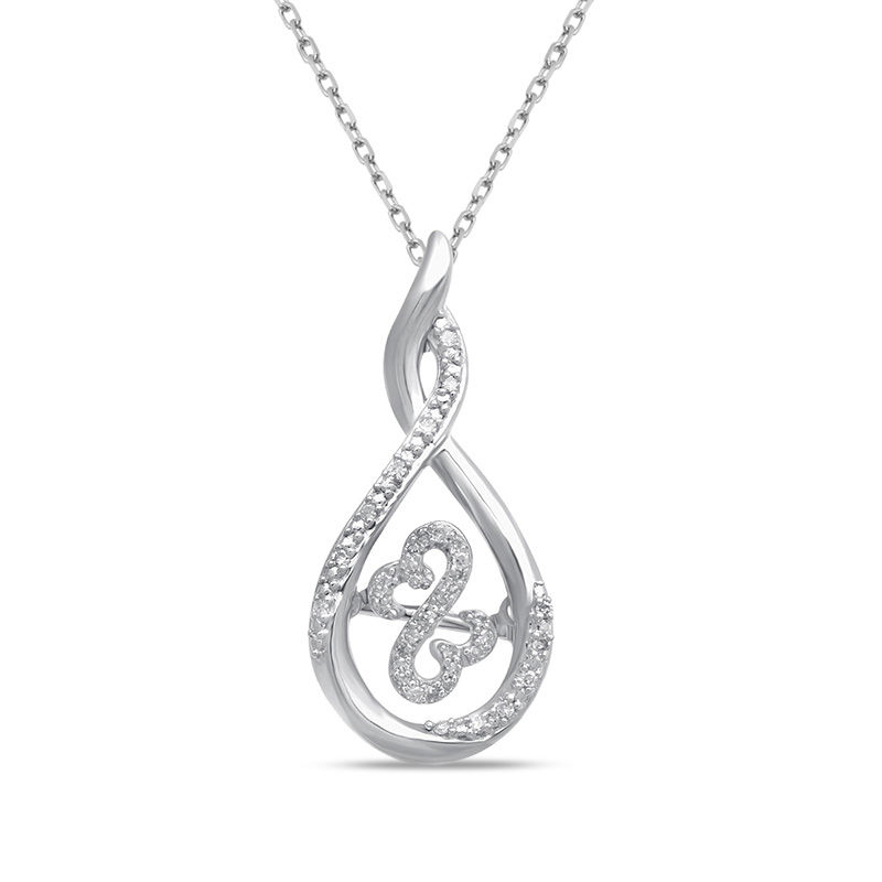 Main Image 1 of Open Hearts by Jane Seymour™ 1/10 CT. T.W. Diamond Flame Pendant in Sterling Silver