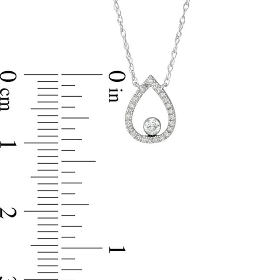 1/10 CT. T.w. Diamond Open Teardrop Necklace in 10K White Gold