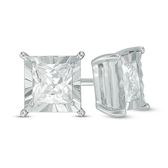 3/4 CT. T.w. Princess-Cut Diamond Solitaire Stud Earrings in 10K White Gold