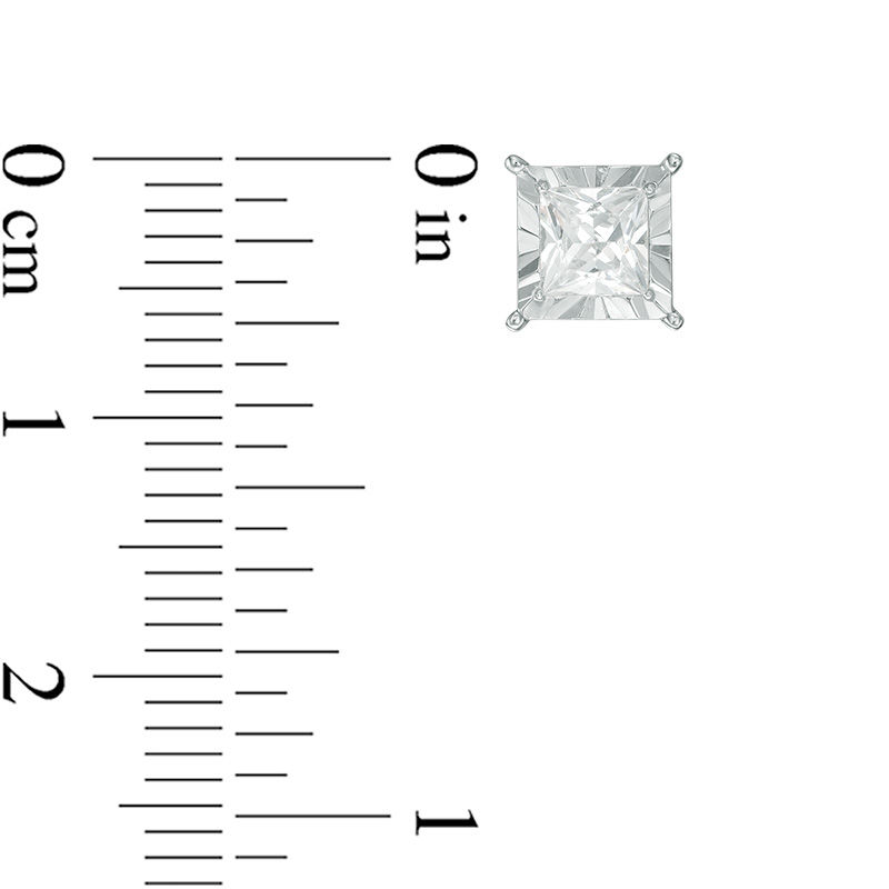 Main Image 2 of 3/4 CT. T.W. Princess-Cut Diamond Solitaire Stud Earrings in 10K White Gold