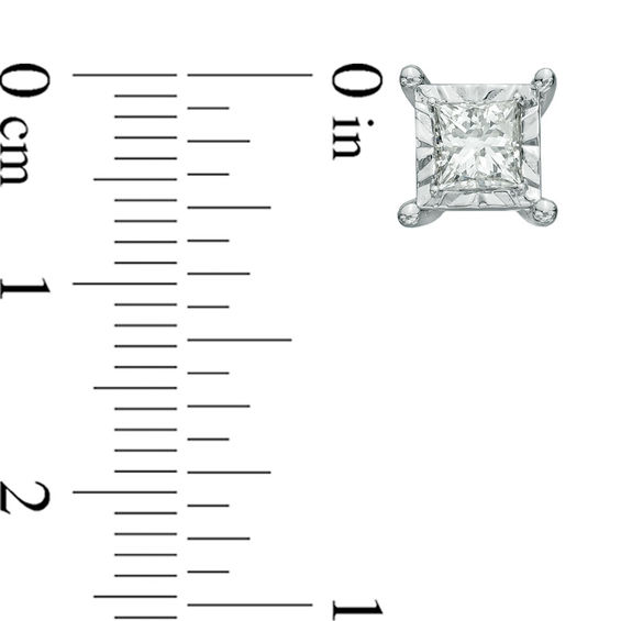 1 CT. T.w. Princess-Cut Diamond Solitaire Stud Earrings in 10K White Gold