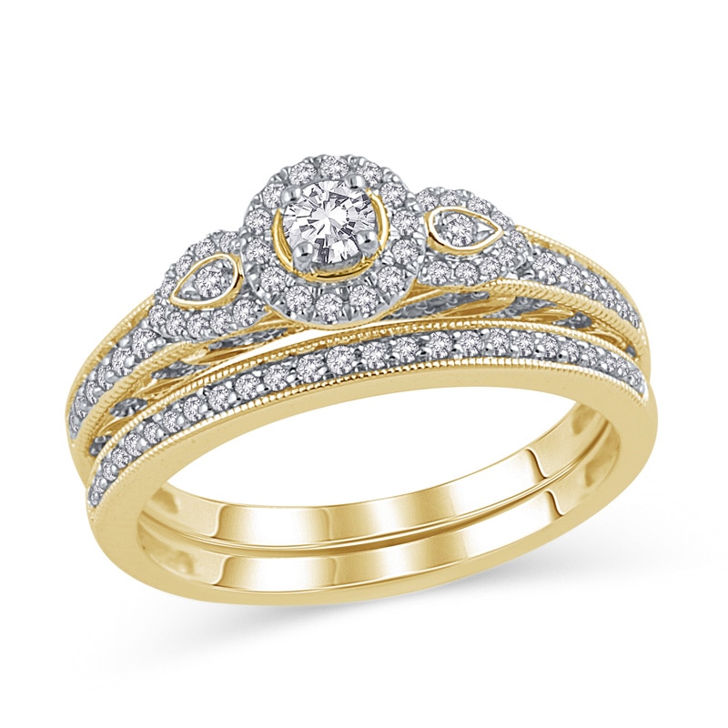 Main Image 1 of 3/8 CT. T.W. Diamond Frame Bridal Set in 10K Gold