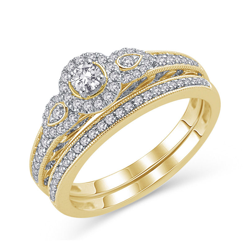 Main Image 2 of 3/8 CT. T.W. Diamond Frame Bridal Set in 10K Gold
