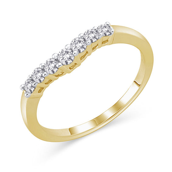 1/4 CT. T.w. Diamond Seven Stone Contour Wedding Band in 14K Gold