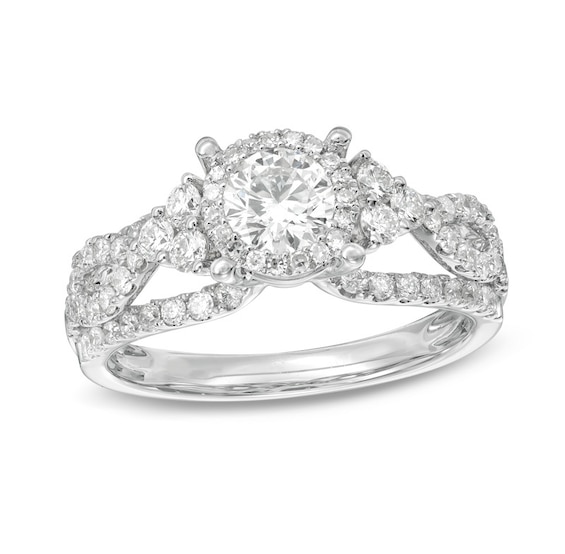 1-1/3 CT. T.w. Diamond Ribbon Frame Engagement Ring in 14K White Gold