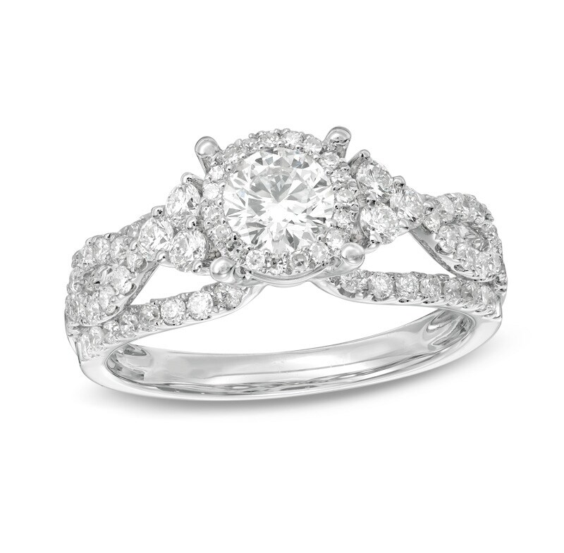 1-1/3 CT. T.W. Diamond Ribbon Frame Engagement Ring in 14K White Gold