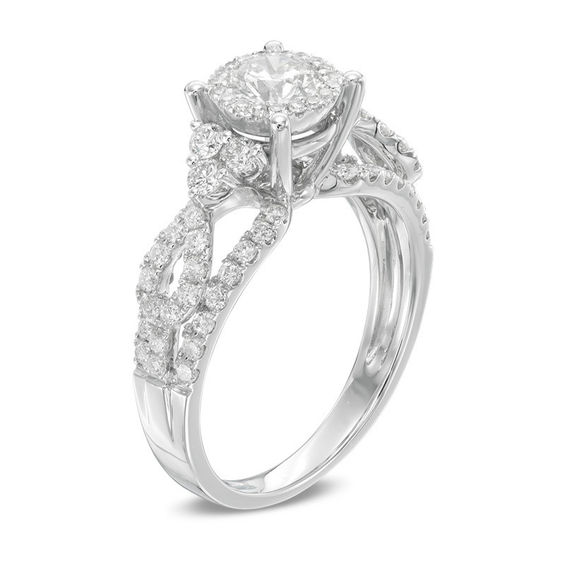 1-1/3 CT. T.w. Diamond Ribbon Frame Engagement Ring in 14K White Gold