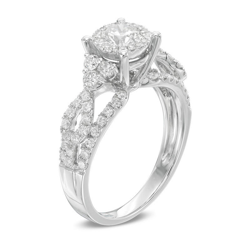 1-1/3 CT. T.W. Diamond Ribbon Frame Engagement Ring in 14K White Gold