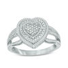 Thumbnail Image 1 of Diamond Accent Heart Frame Split Shank Ring in Sterling Silver