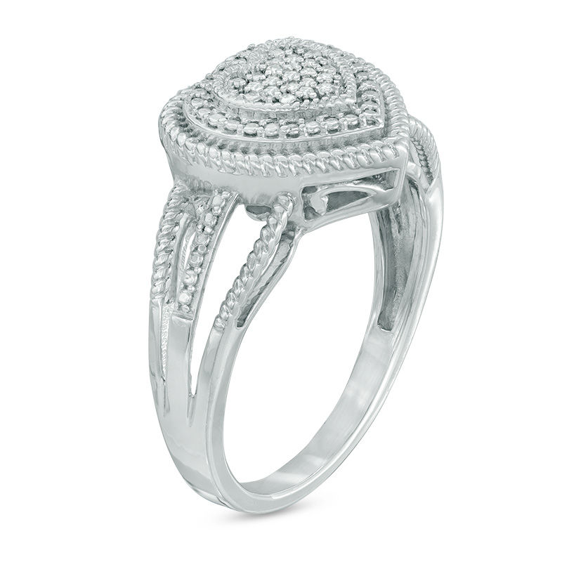 Main Image 2 of Diamond Accent Heart Frame Split Shank Ring in Sterling Silver