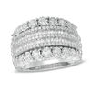 Thumbnail Image 1 of 1 CT. T.W. Round and Baguette-Cut Diamond Anniversary Band in 10K White Gold