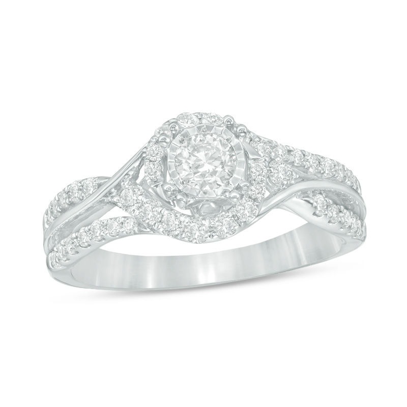 3/4 CT. T.W. Diamond Frame Engagement Ring in 14K White Gold