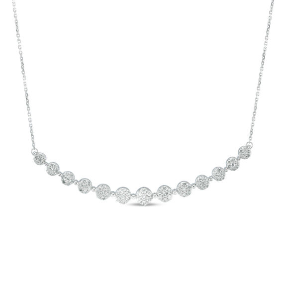 1 CT. T.w. Multi-Diamond Flower Necklace in 10K White Gold