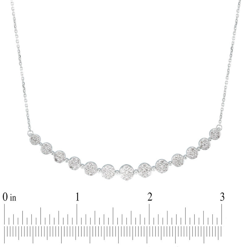 1 CT. T.W. Multi-Diamond Flower Necklace in 10K White Gold