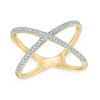 Thumbnail Image 0 of 1/8 CT. T.W. Diamond Split Shank Orbit Ring in Sterling Silver with Yellow Rhodium