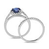 Thumbnail Image 2 of 6.0mm Blue Sapphire and 3/8 CT. T.W. Diamond Cushion Frame Bridal Set in 14K White Gold