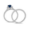 Thumbnail Image 2 of Oval Blue Sapphire and 5/8 CT. T.W. Diamond Frame Bridal Set in 14K White Gold