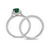 Thumbnail Image 2 of Oval Emerald and 5/8 CT. T.W. Diamond Frame Bridal Set in 14K White Gold