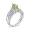 Thumbnail Image 1 of Marquise Yellow Beryl and 1/5 CT. T.W. Diamond Vintage-Style Bridal Set in 10K White Gold