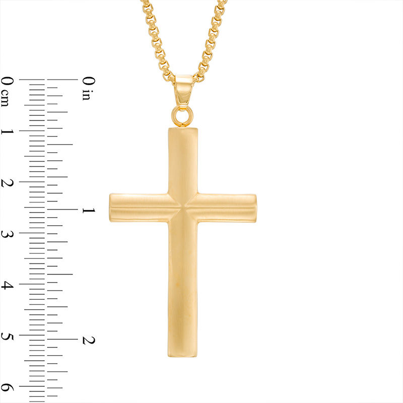 Men's Cross Pendant in Stainless Steel and Yellow IP - 24"