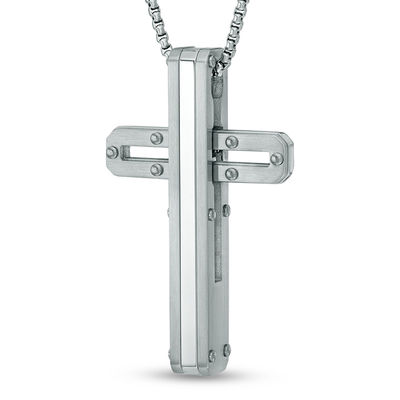 Thick Cross Pendant in Stainless Steel 