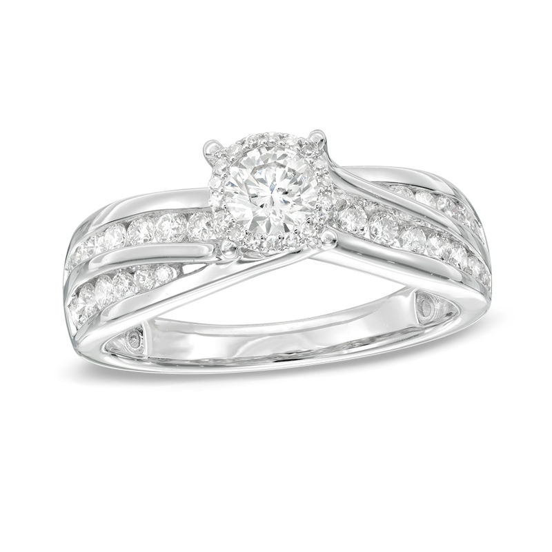 Main Image 1 of 1 CT. T.W. Diamond Frame Engagement Ring in 14K White Gold