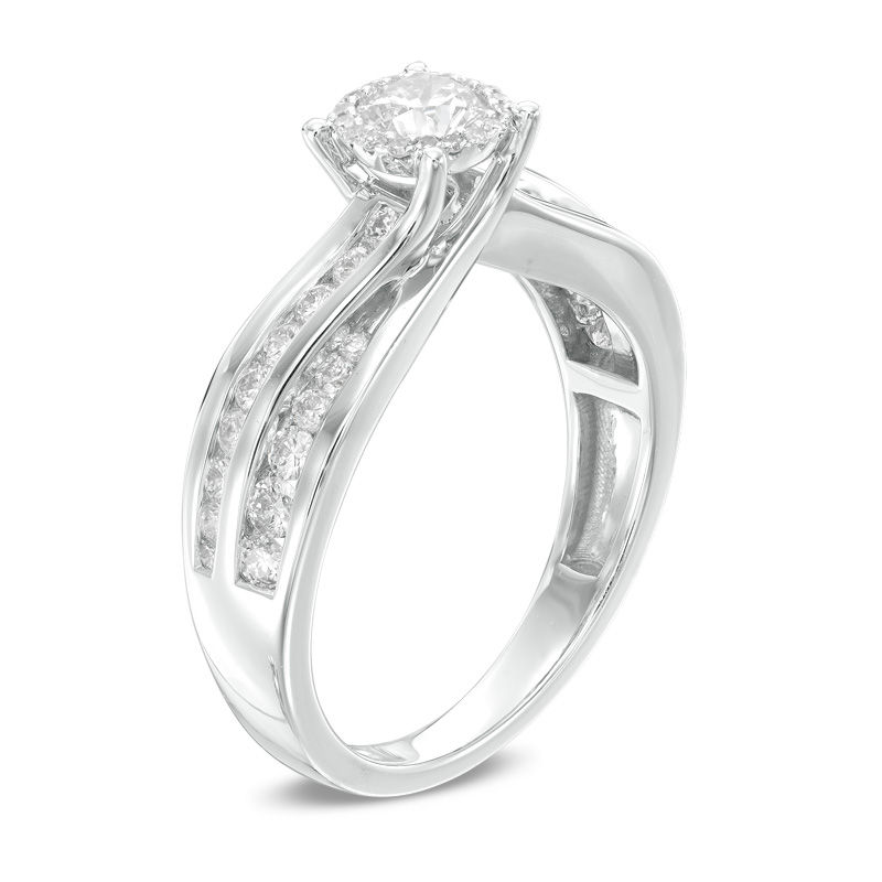 Main Image 2 of 1 CT. T.W. Diamond Frame Engagement Ring in 14K White Gold