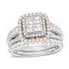 Thumbnail Image 1 of 2 CT. T.W. Quad Princess-Cut Diamond Frame Bridal Set in 14K Two-Tone Gold