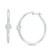 Thumbnail Image 1 of 3/8 CT. T.W. Diamond Bezel-Set Hoop Earrings in 10K White Gold