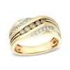 Thumbnail Image 0 of Men's 1/2 CT. T.W. Champagne and White Diamond Three Row Slant Band in 10K Gold
