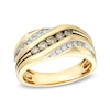 Thumbnail Image 1 of 1/2 CT. T.W. Champagne and White Diamond Three Row Slant Band in 10K Gold