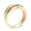 Thumbnail Image 1 of Men's 1/2 CT. T.W. Champagne and White Diamond Three Row Slant Band in 10K Gold